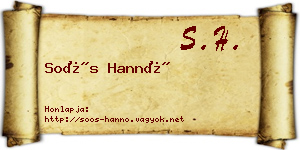Soós Hannó névjegykártya